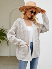 Casual Cardigan Women's Plus Solid Long Sleeve Open Front Cardigan