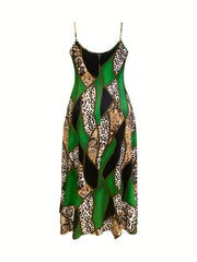 Leopard & Baroque Print Maxi Dress