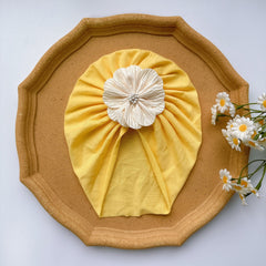Baby Girls Soft Turban Head Wrap with Flowers - Breathable Hair Accessory