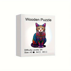 Yin Yang Wooden Jigsaw Puzzle - Cat Shaped Animal Toy