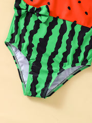 Girls Watermelon Ruffle Trim 1 piece Swimwear Beachwear
