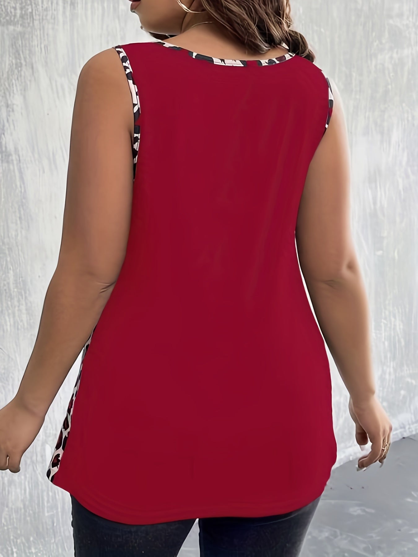 Colorblock Leopard Tank Top with Cut Out Strap