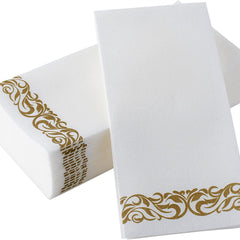 50pcs Golden Floral Disposable Hand Towels for Weddings