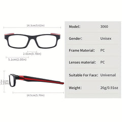 1pc Men's Sporty Two Glasses Magnifying Zipper Case Packaging