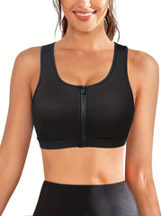 SCARBORO Women Sports Bra Zipper Workout Bra High Impact Top