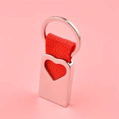 Heart Shape Metal Keychain with Woven Tape - Creative Keychain