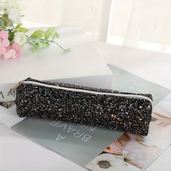 Sparkling Pencil Case Storage Bag Minimalist Cylinder Design