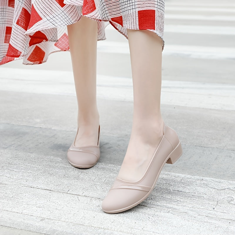 Women's Low Block Heel Shoes Waterproof Work Shoes