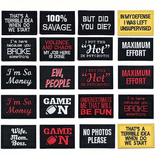 20pcs Letter Badge Cartoon Stickers For Men Computer Embroidered Chapter Patch