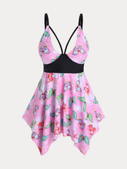Y2k Butterfly Print Swimsuit Set - 2pc