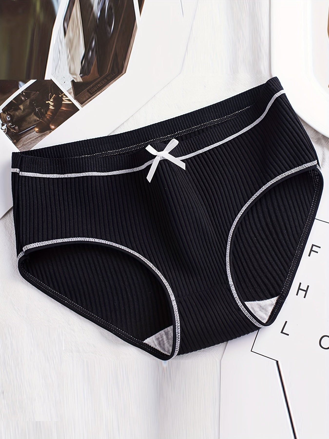 3pcs Ribbed Bow Tie Briefs Soft & Comfy Panties