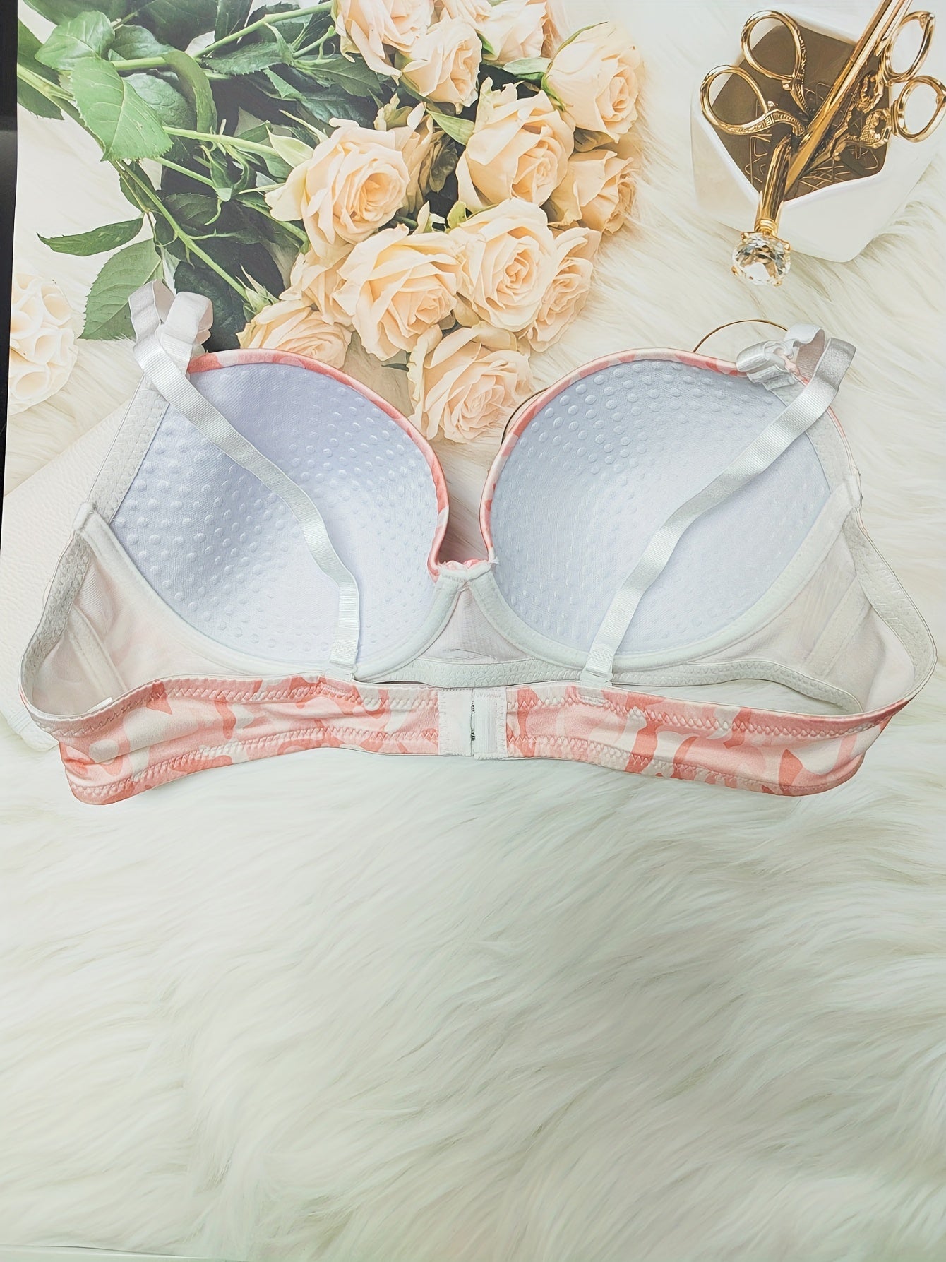 Colorblock Push Up Bra & Bow Tie Panties Set