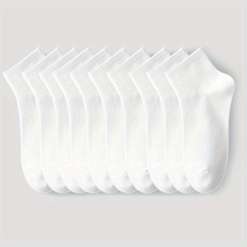 10 Pairs Short Solid Socks Women's Stockings & Hosiery