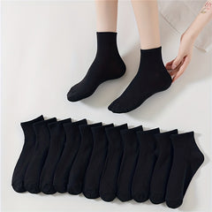 12 Pairs Solid Socks Women's Stockings & Hosiery
