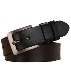 Men's Cowhide Leather Belt with Pin Buckle