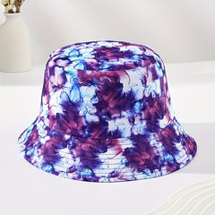 Purple Tie Dye Bucket Hat Lightweight Breathable Fisherman Cap