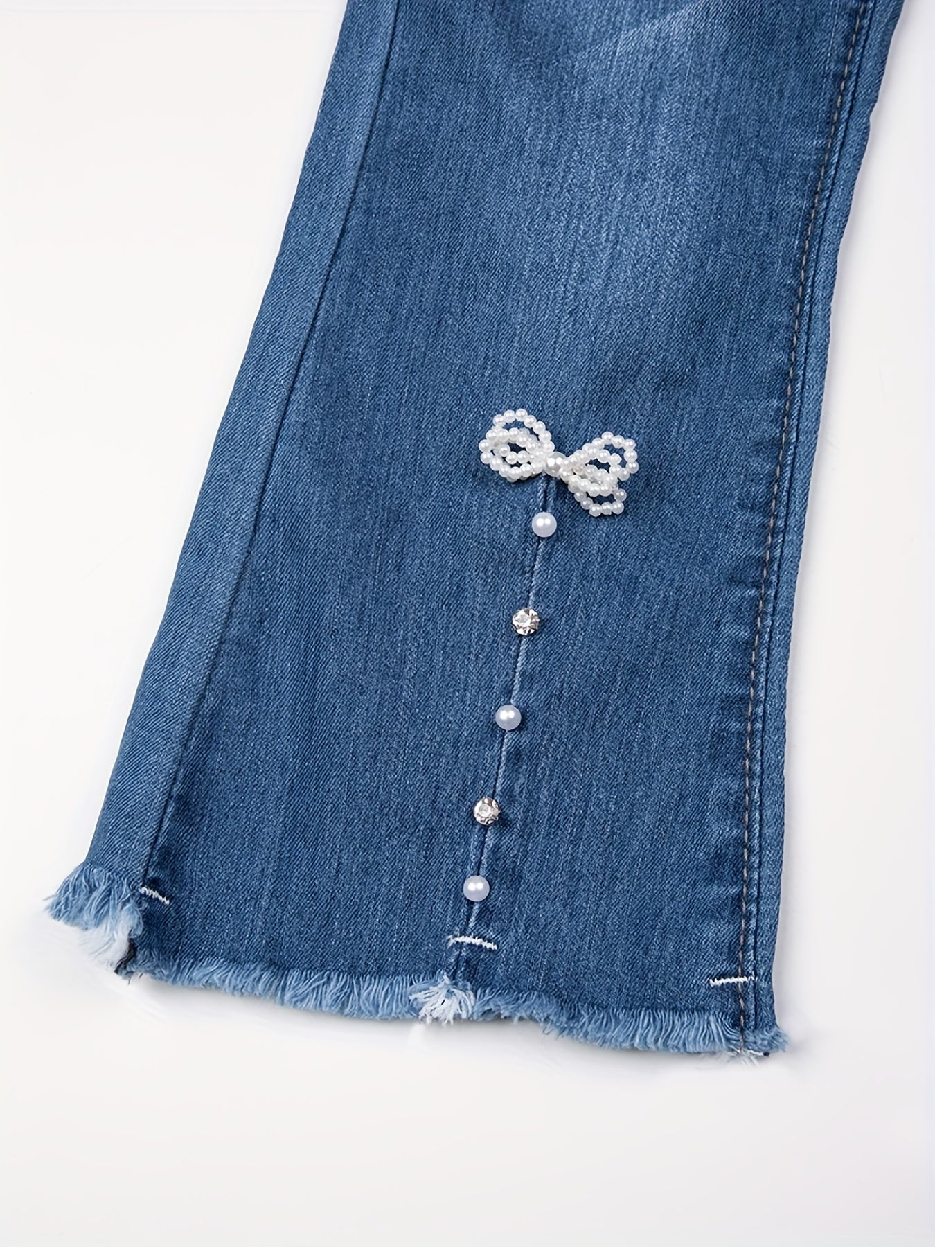 Girls' Flared Jeans With Bow Decor