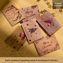 Festive Christmas Greeting Cards Set - 18pcs