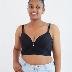 Longline Bra with Lace Glitter Decor