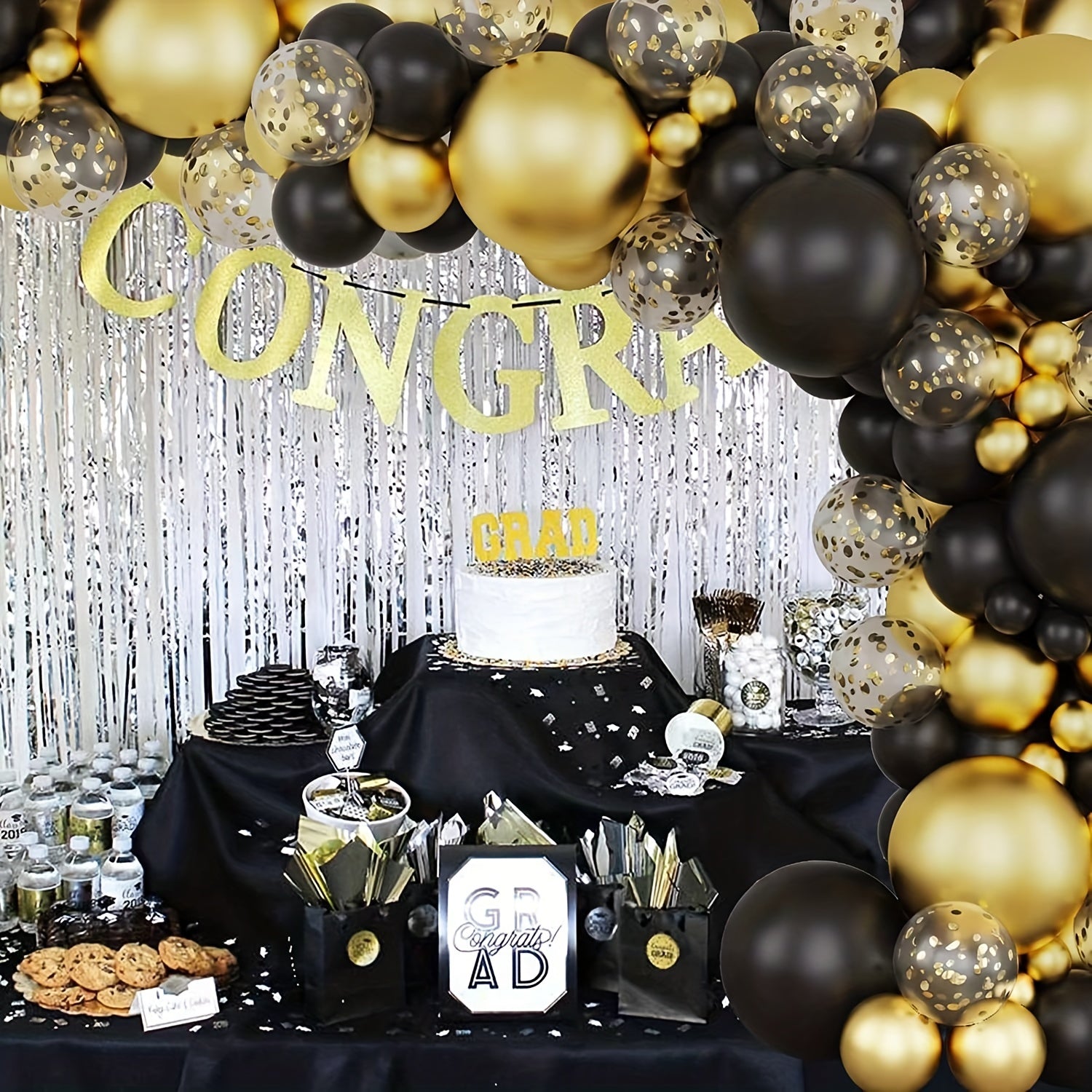 129pcs Golden Balloon Chain Set Graduation Season Birthday Decoration