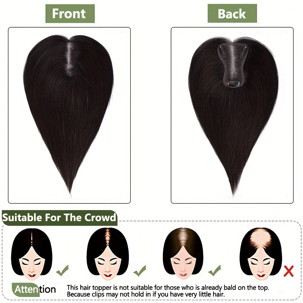 Human Hair Topper for Women, Clip-in Hair Extension, 100% Human Hair Toupee