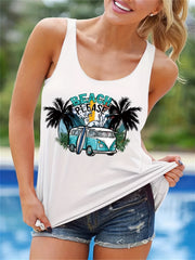 Letter & Bus Tank Top for Women