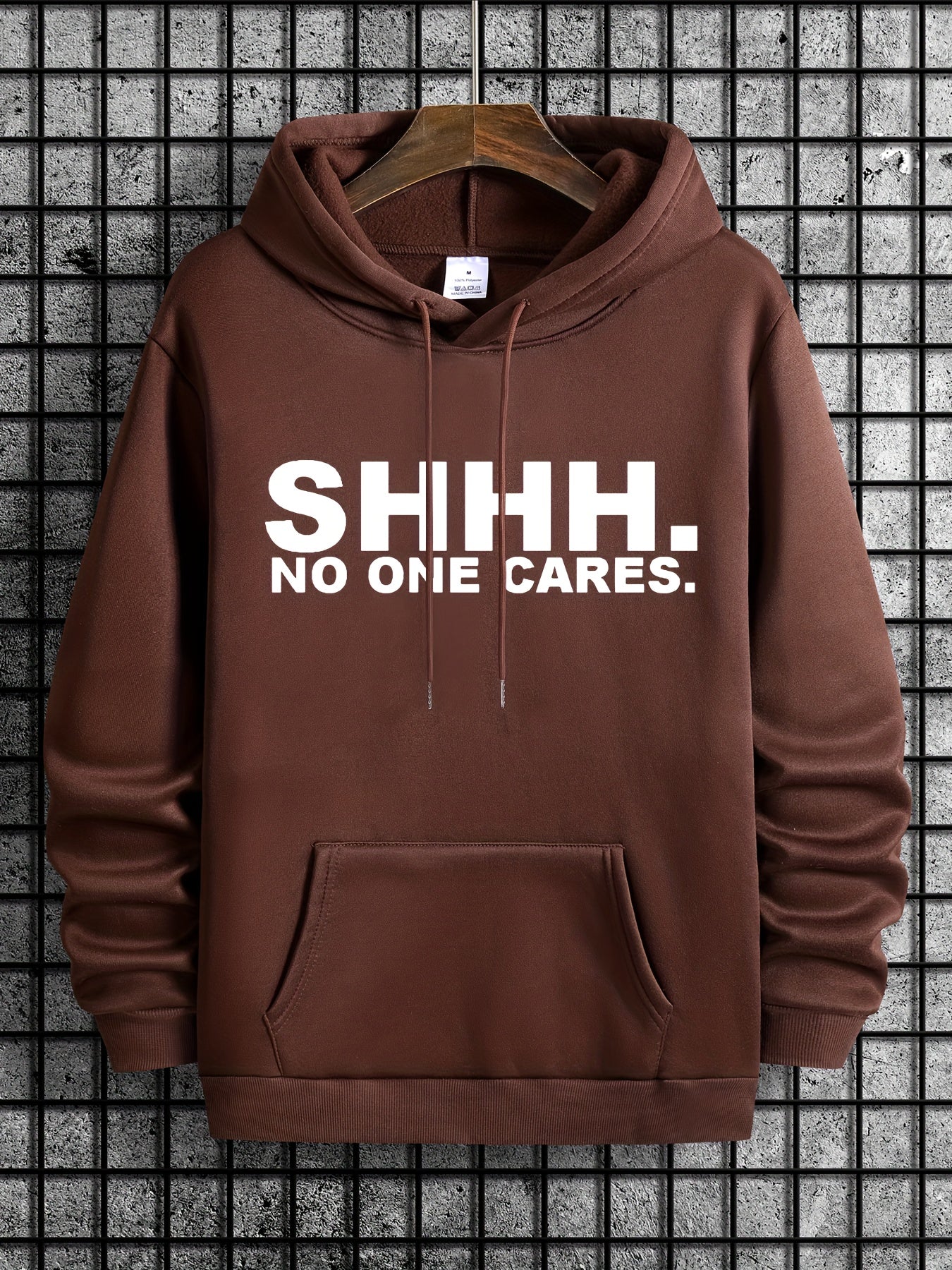 Funny Letter Print Hoodies For Men Graphic Sweatshirt With Kangaroo Pocket