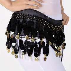 Sparkling Coins Belly Dance Hip Scarf Wrap Costume for Women