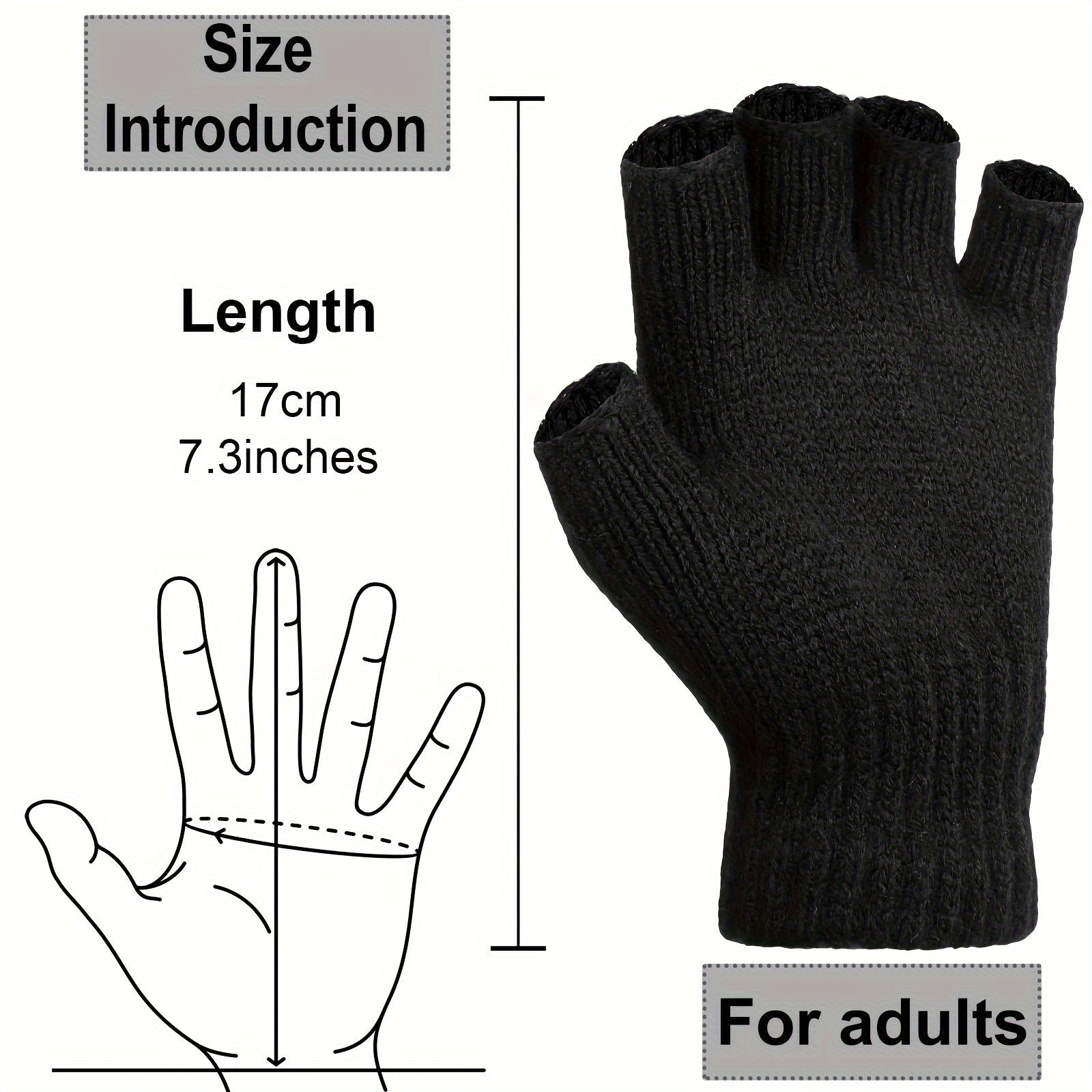 2 Pairs Half-Finger Knit Gloves Winter Touch Screen Warm Gloves