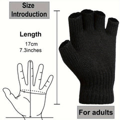 2 Pairs Half-Finger Knit Gloves Winter Touch Screen Warm Gloves