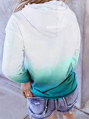 Ombre Kangaroo Pocket Hoodie Long Sleeve Drawstring Hoodies