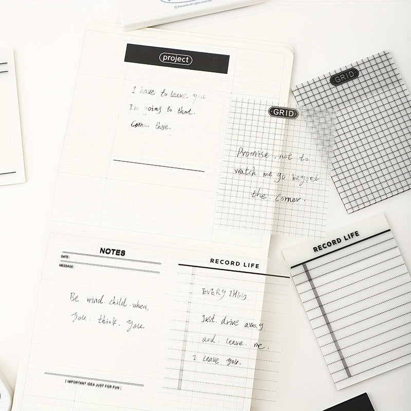 50 Sheets Transparent Plan Sticky Notes Key Grid Horizontal Lines