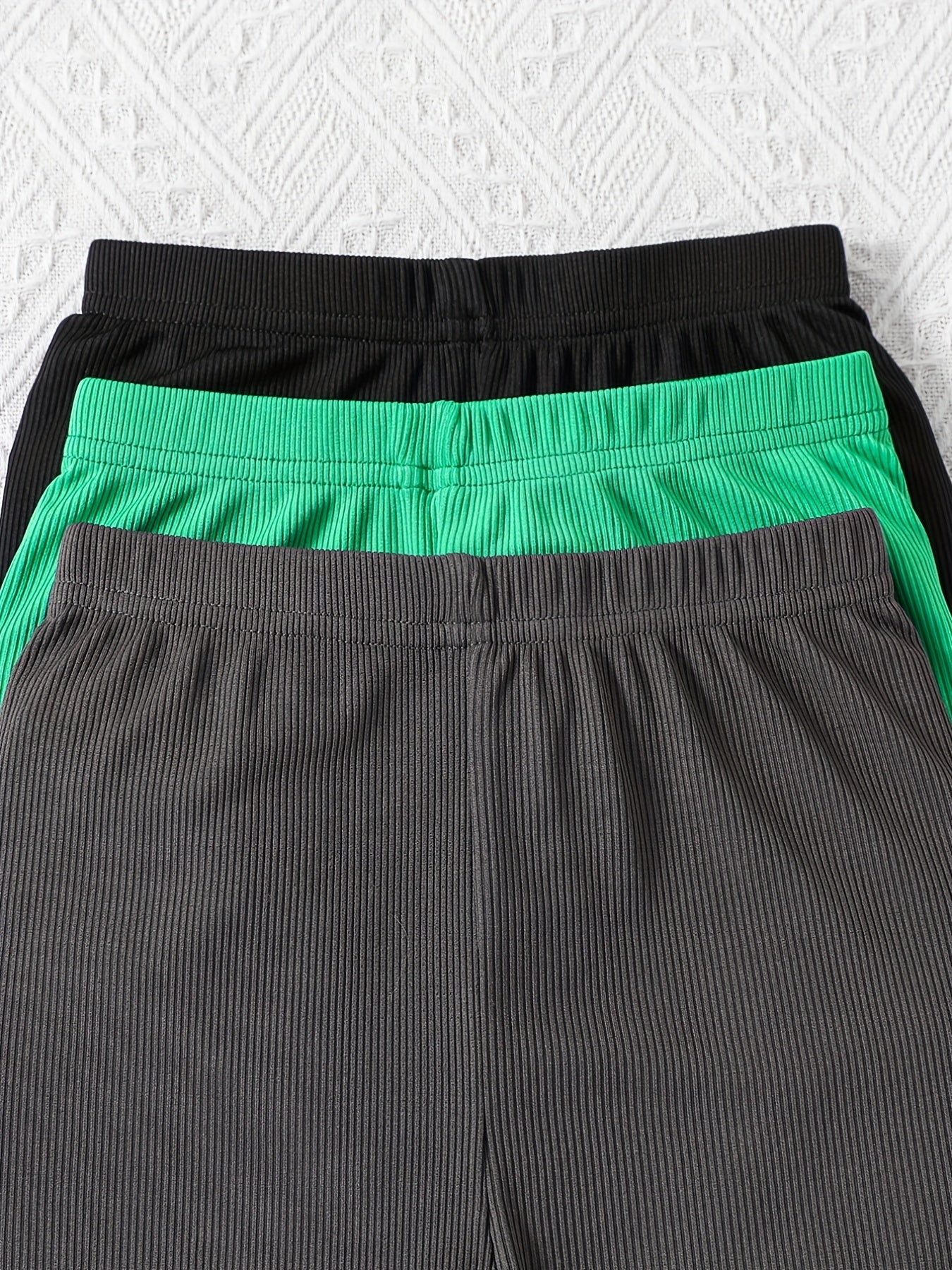 3pcs Girl's Solid Color Yoga Legging Biker Shorts
