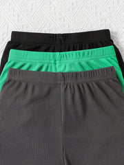 3pcs Girl's Solid Color Yoga Legging Biker Shorts
