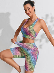 Leopard Print Yoga Shorts High Waist with Pocket