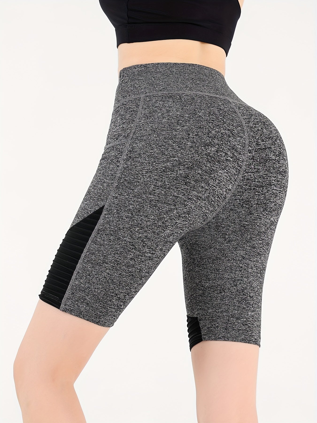 Striped Sports Shorts with Side Pockets for Women
