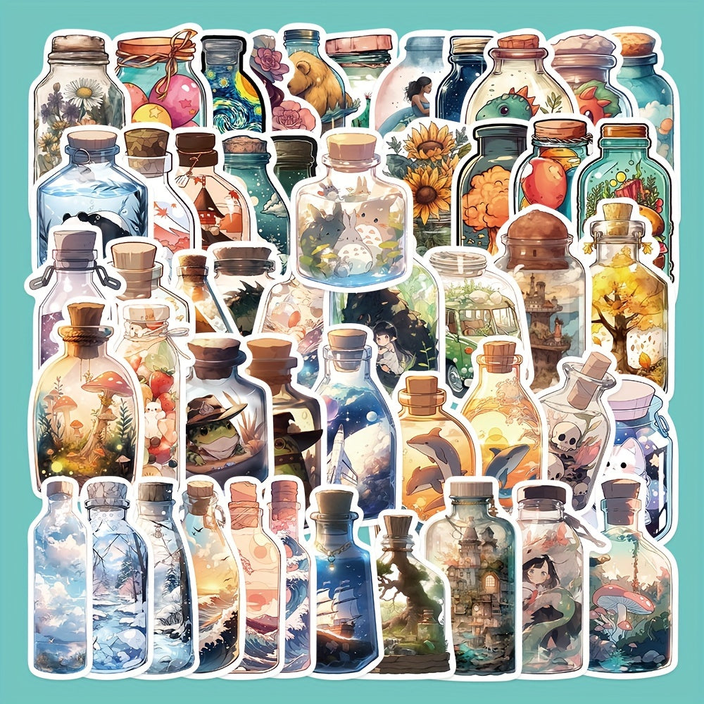 50pcs Healing Bottle World Graffiti Stickers for DIY Decoration Waterproof