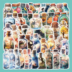 50pcs Healing Bottle World Graffiti Stickers for DIY Decoration Waterproof