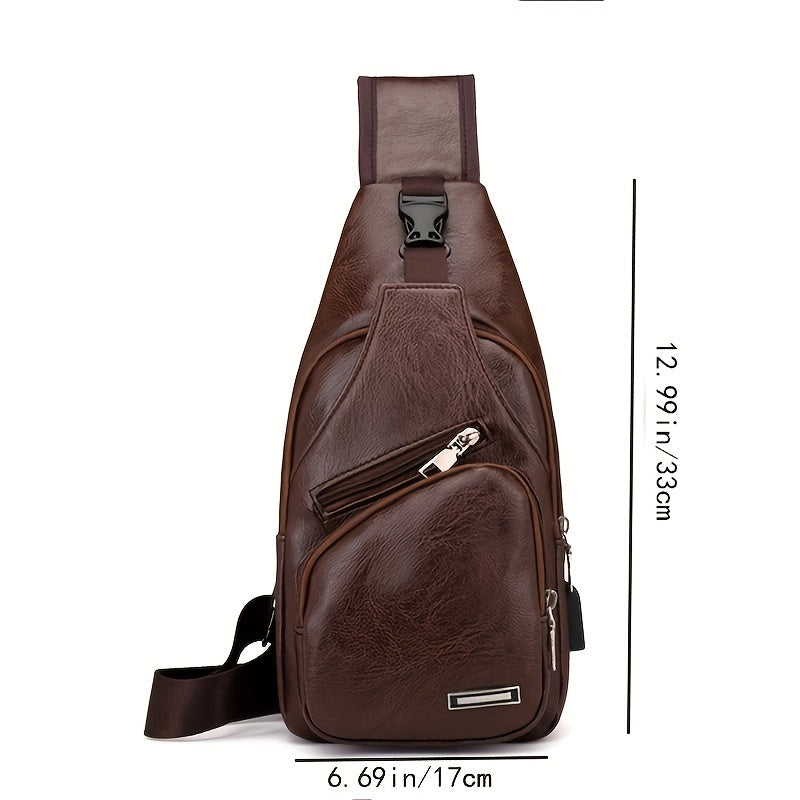 Casual Men's Shoulder Bag USB Chest Bag