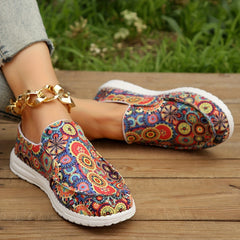 Tribal Style Canvas Slip On Shoes Casual Walking Shoes