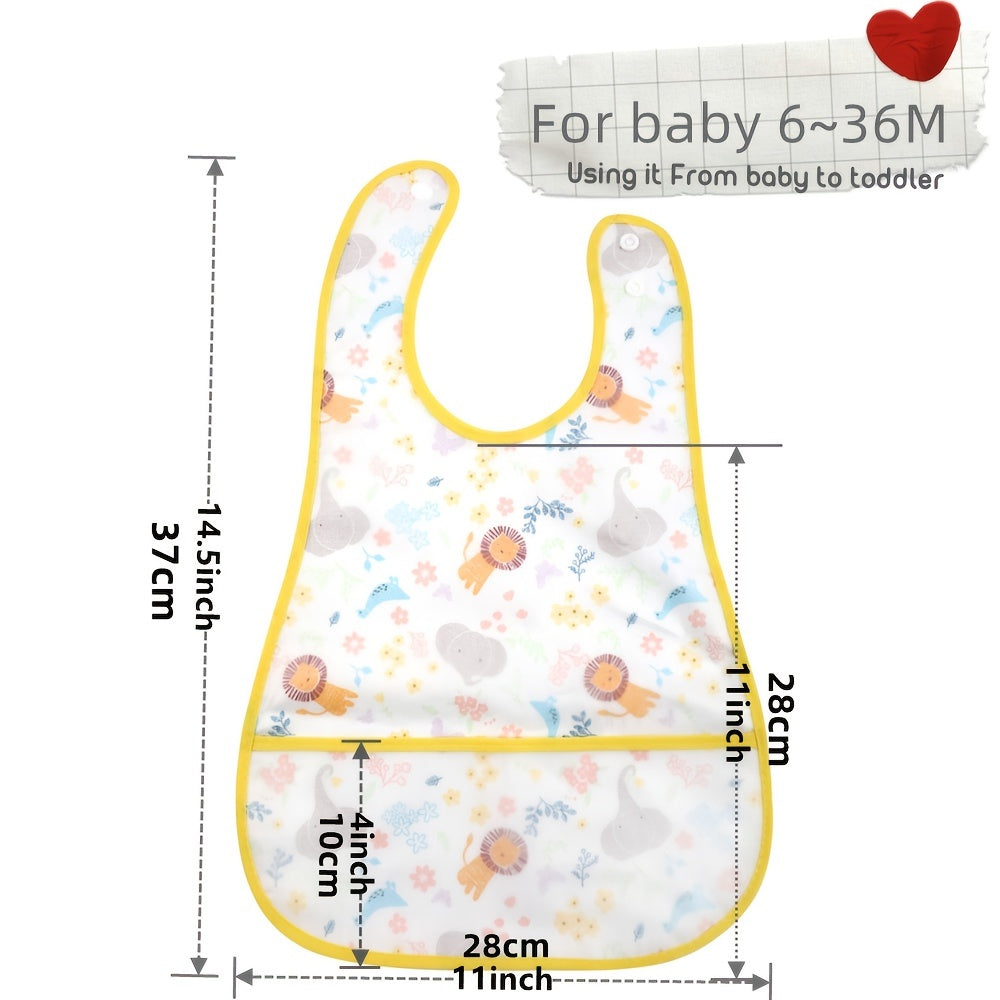 Waterproof Baby Bibs with Crumb Catcher Pocket