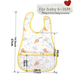 Waterproof Baby Bibs with Crumb Catcher Pocket