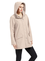 Casual Hooded Coat with Flap Pockets for Women