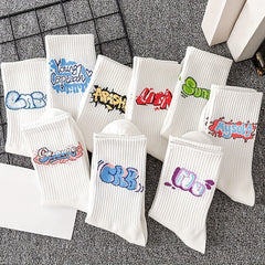 5 Pairs Letter Graffiti Socks Sports Socks Women's Stockings & Hosiery