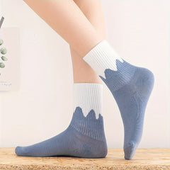6 Pairs Striped & Plaid Socks Women's Mid Tube Stockings Hosiery