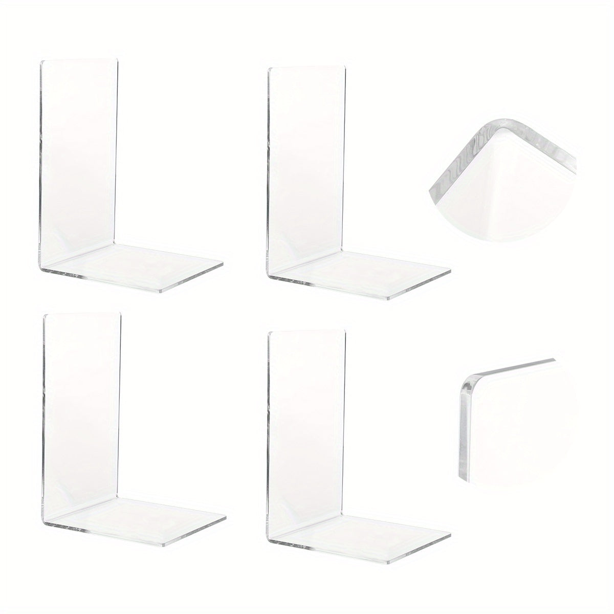 Acrylic Bookends for Shelves Heavy Duty Book Ends and Desktop Organizer