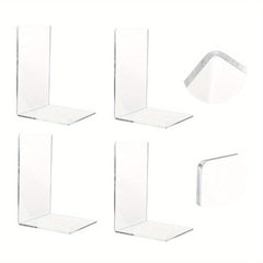 Acrylic Bookends for Shelves Heavy Duty Book Ends and Desktop Organizer
