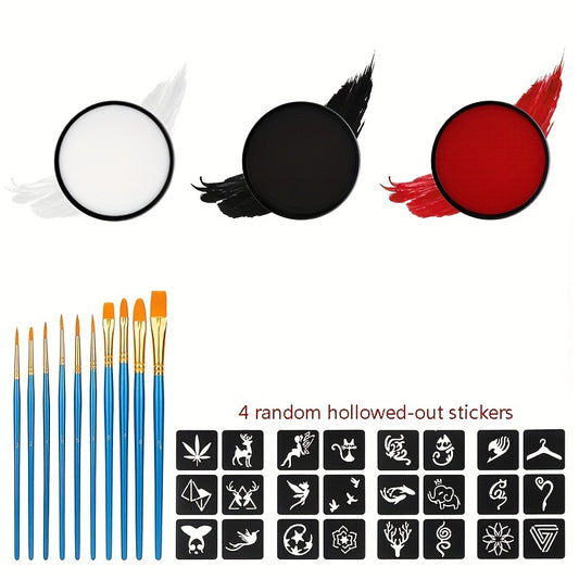 Water Soluble Face Paint Set 10 Brushes 3pcs 30g Face Paint