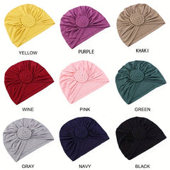 Pleated Turban Cap Solid Braided Twist Bonnet Head Wrap