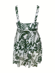Floral Print One Piece Swim Dress Plus Size